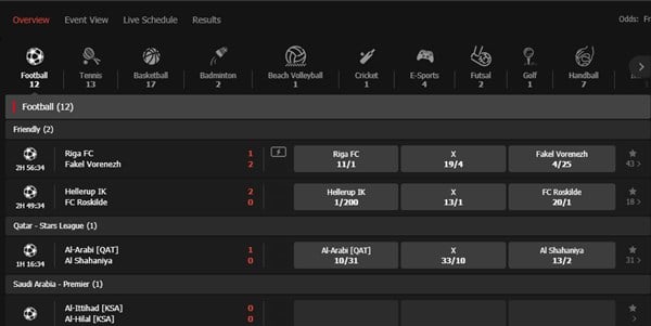 Mansionbet Live Betting